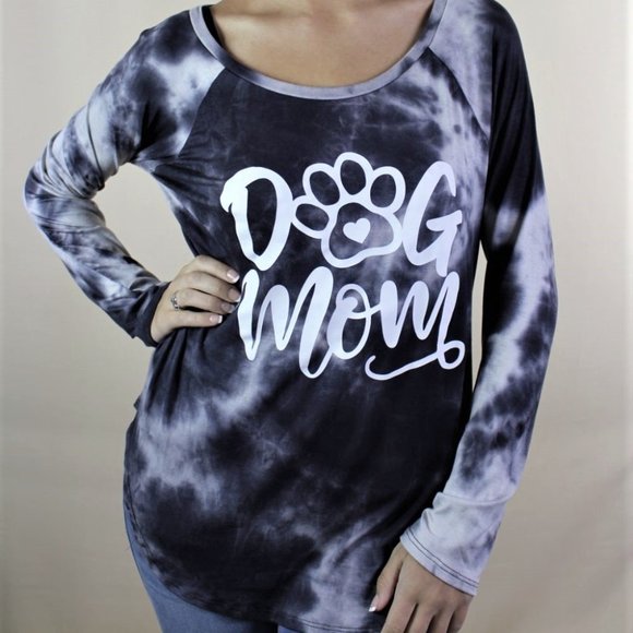 Long Sleeve Tie Dye tee Dog Mom - Picture 1 of 1